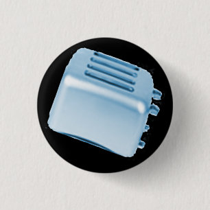 Vintage Retro Toaster Design - Blue 1 Inch Round Button