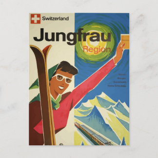 Vintage retro travel postcard Jugfrau Swizerland