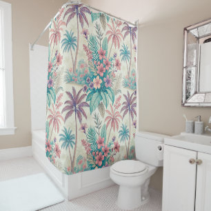 Vintage Retro Tropical Palm Tree & Floral Garden