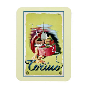 Vintage retro Turin Torino Italian travel ad Magnet
