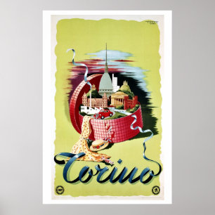 Vintage retro Turin Torino Italian  travel ad Poster