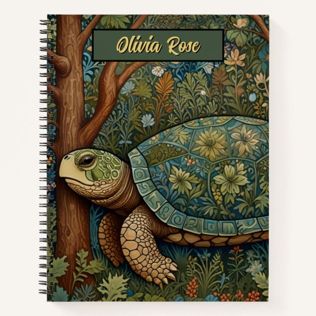 Vintage retro turtle bohemian boho woodland notebook (Front)