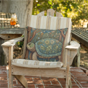 Vintage retro turtle bohemian boho woodland outdoor pillow