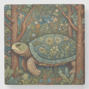 Vintage retro turtle bohemian boho woodland stone coaster