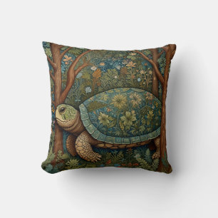 Vintage retro turtle bohemian boho woodland throw pillow