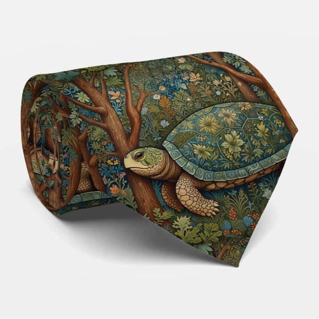 Vintage retro turtle bohemian boho woodland tie (Rolled)