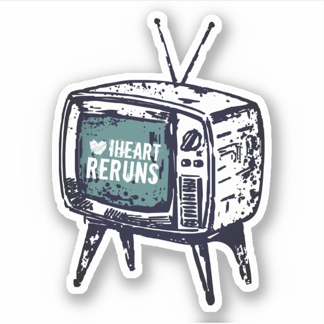 Vintage retro tv television set i heart reruns (Front)