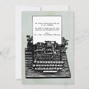 Vintage Retro Typewriter Wedding Thank You Card