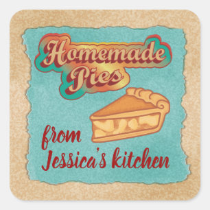 Vintage retro typography homemade pies square sticker