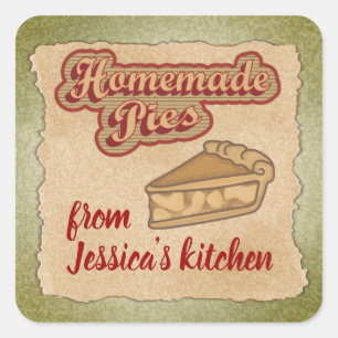 Vintage retro typography homemade pies square sticker