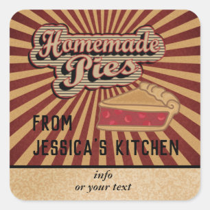 Vintage retro typography homemade pies square sticker