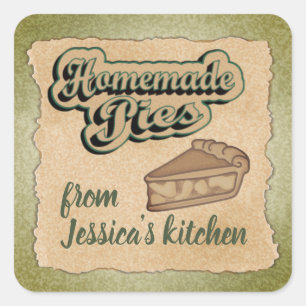 Vintage retro typography homemade pies square sticker
