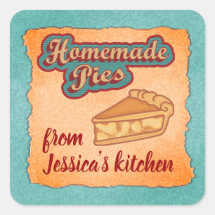 Vintage retro typography homemade pies square sticker