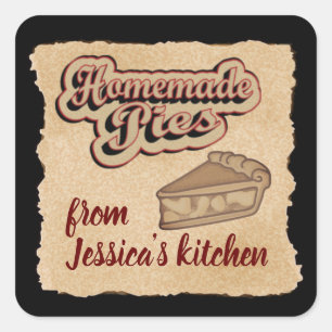 Vintage retro typography homemade pies square sticker