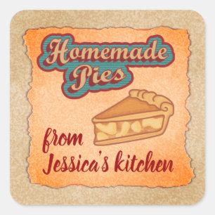 Vintage retro typography homemade pies square sticker