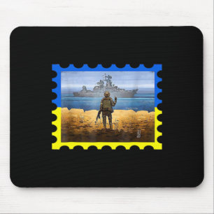 Vintage Retro Ukraine Postage Stamp Flag Pride Mouse Pad