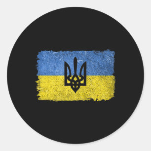 Vintage Retro Ukraine Ukrainian Flag Pride Patriot Classic Round Sticker