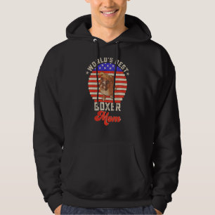 Vintage Retro Usa Flag World S Best Boxer Dog Mom  Hoodie