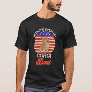 Vintage Retro Usa Flag World S Greatest Corgi Dog T-Shirt