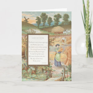 Vintage Retro Valentine, Country Farm Landscape Card