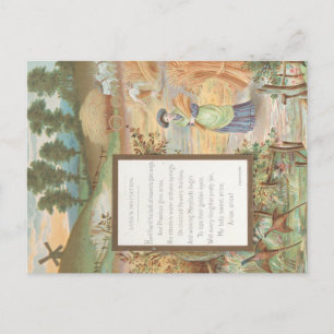 Vintage Retro Valentine, Country Farm Landscape Postcard