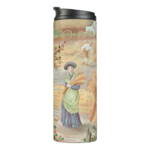 Vintage Retro Valentine, Country Farm Landscape Thermal Tumbler