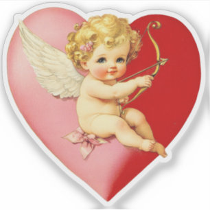 Vintage Retro Valentine Cupid Heart