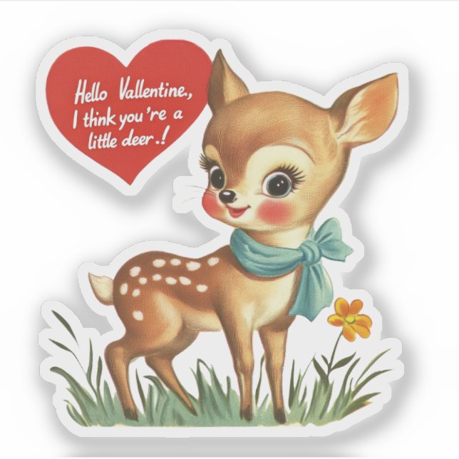 Vintage Retro Valentine Little Deer Pun (Front)