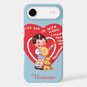 Vintage Retro Valentine's Day, Boy Music Banjo