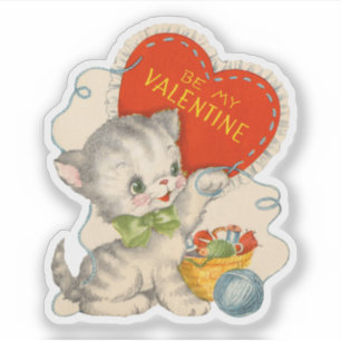 Vintage Retro Valentine's Day Cat Be My Valentine