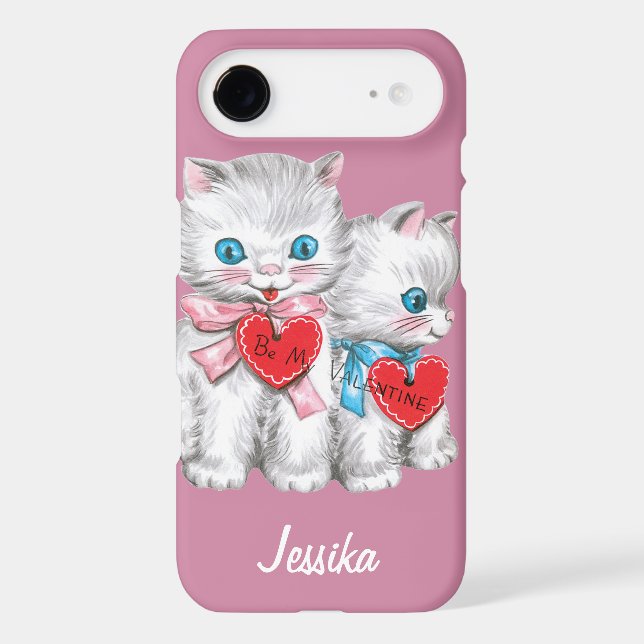 Vintage Retro Valentine's Day Cats, Fluffy Kittens (Back)