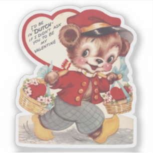 Vintage Retro Valentine's Day Dutch Bear Valentine