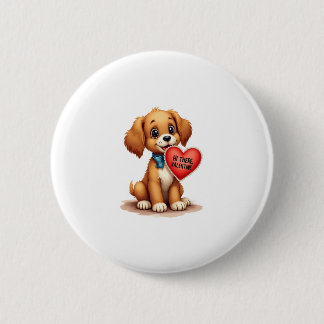 Vintage Retro Valentine's Day Puppy Dog Valentine  2 Inch Round Button