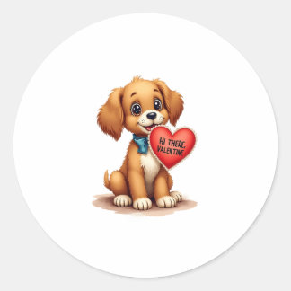 Vintage Retro Valentine's Day Puppy Dog Valentine  Classic Round Sticker