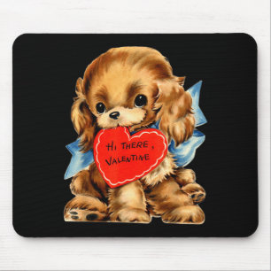 Vintage Retro Valentines Day Puppy Dog Valentine F Mouse Pad