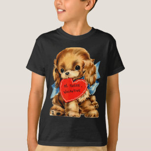 Vintage Retro Valentines Day Puppy Dog Valentine F T-Shirt