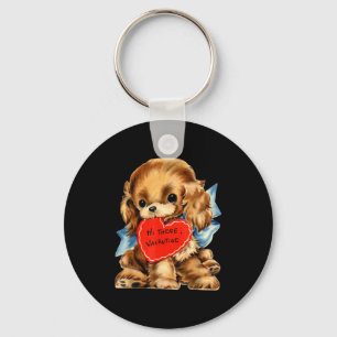 Vintage Retro Valentine's Day Puppy Dog Valentine Keychain