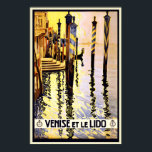 Vintage Retro Venice Italy Travel Poster<br><div class="desc">A reproduction print of a 1920s Art Deco poster promoting tourism to Venice in Italy. Digitally refurbished to bring out the original colours, even better and fix as many imperfections as possible. Please customize the poster size, texture, border and/or frame to suit your taste.</div>