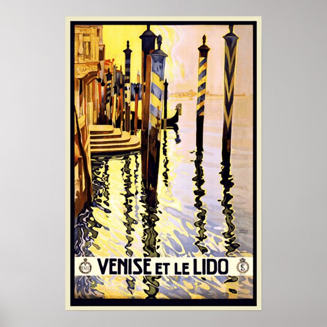 Vintage Retro Venice Italy Travel Poster (Front)