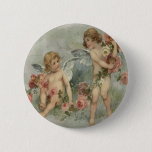 Vintage Retro Victorian Cherubs Valentine Card 2 Inch Round Button