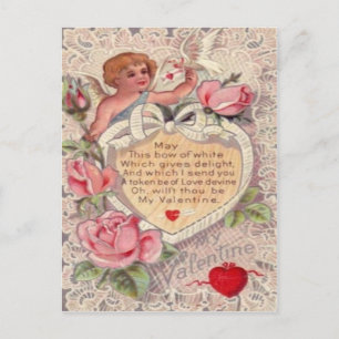 Vintage Retro Victorian Cupid Roses Valentine Card