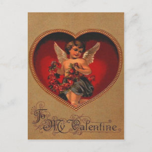 Vintage Retro Victorian Cupid Valentine Card