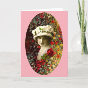 Vintage Retro Victorian Portrait Collage Valentine Holiday Card
