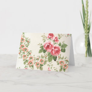 Vintage Retro Victorian Roses Mid Century Pattern Note Card