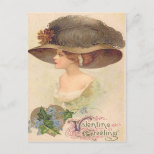 Vintage Retro Victorian Woman Valentine Card