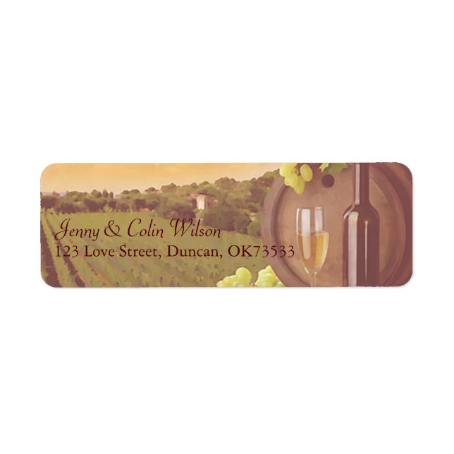 Vintage Retro Vineyard Sunset Wedding Address (Front)