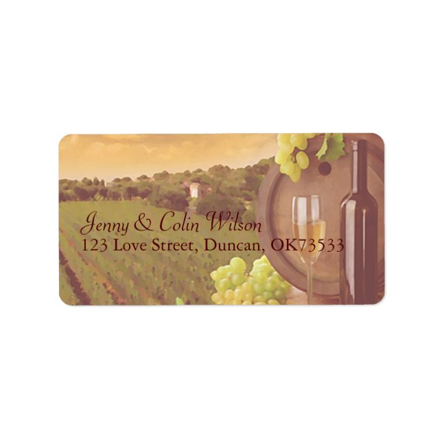 Vintage Retro Vineyard Sunset Wedding Address Label (Front)