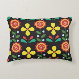 Vintage retro vintage flower vertical lines seamle accent pillow