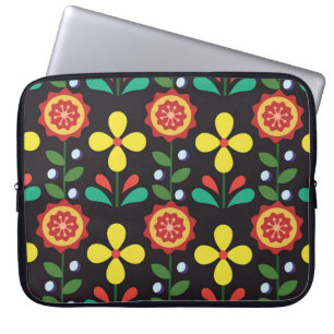 Vintage retro vintage flower vertical lines seamle laptop sleeve