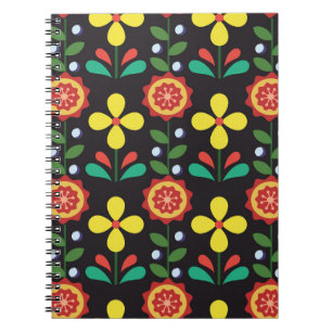 Vintage retro vintage flower vertical lines seamle notebook